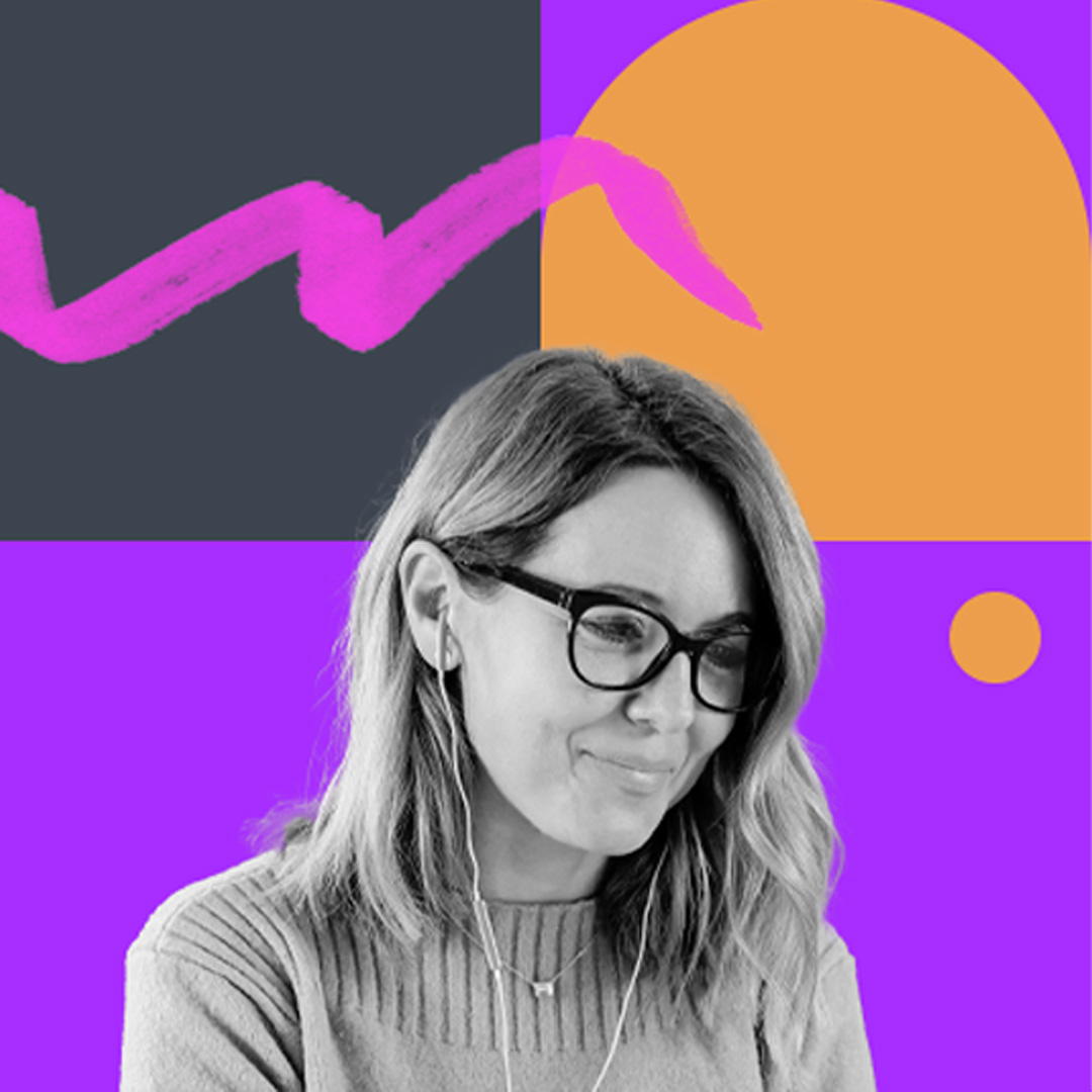 woman in front of HR Biscuit icons