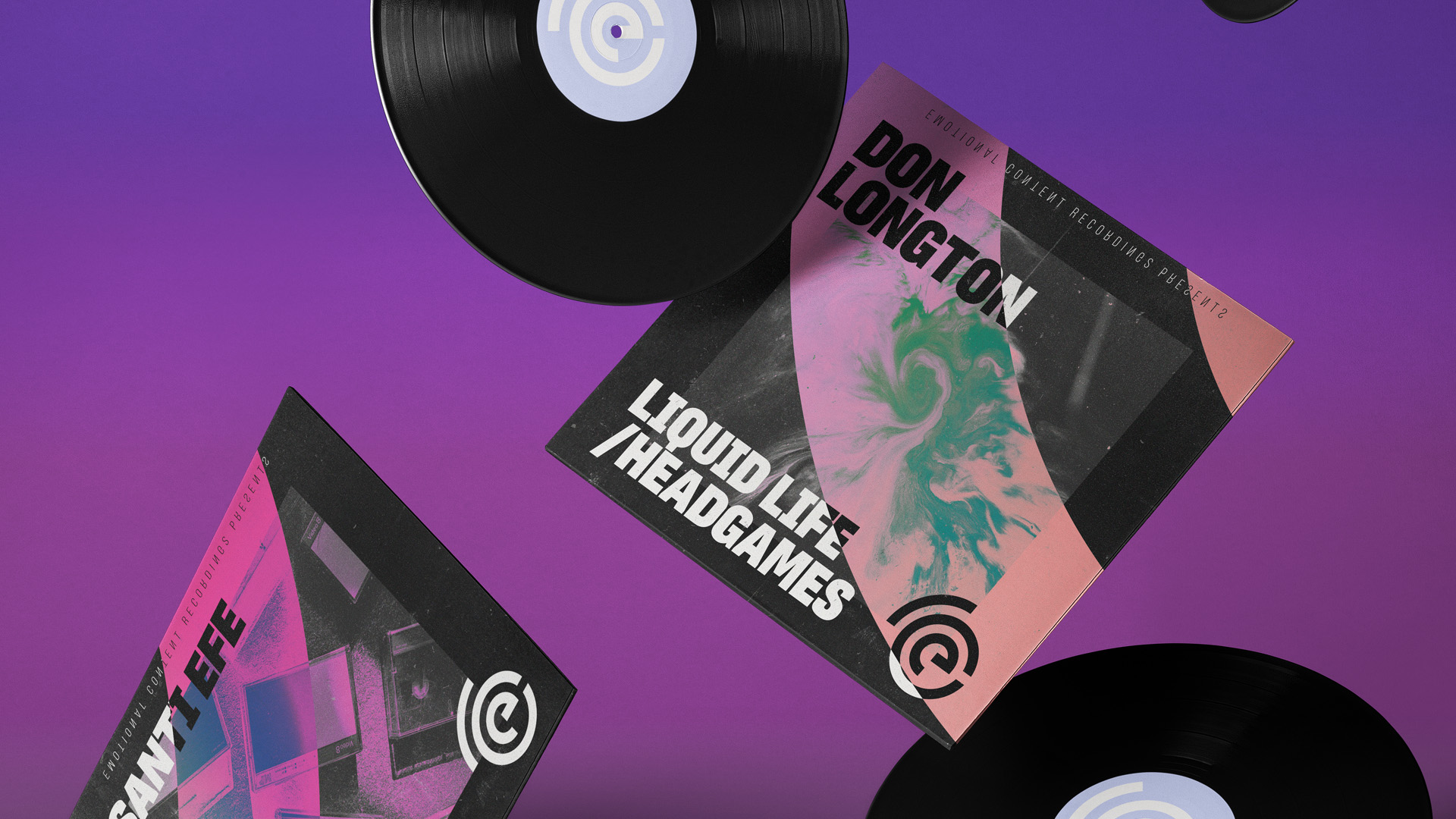 records tumbling on a purple graduation