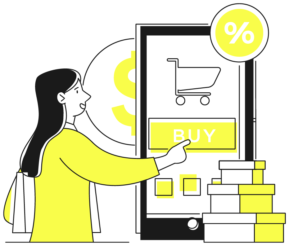 an illustration of a woman shopping