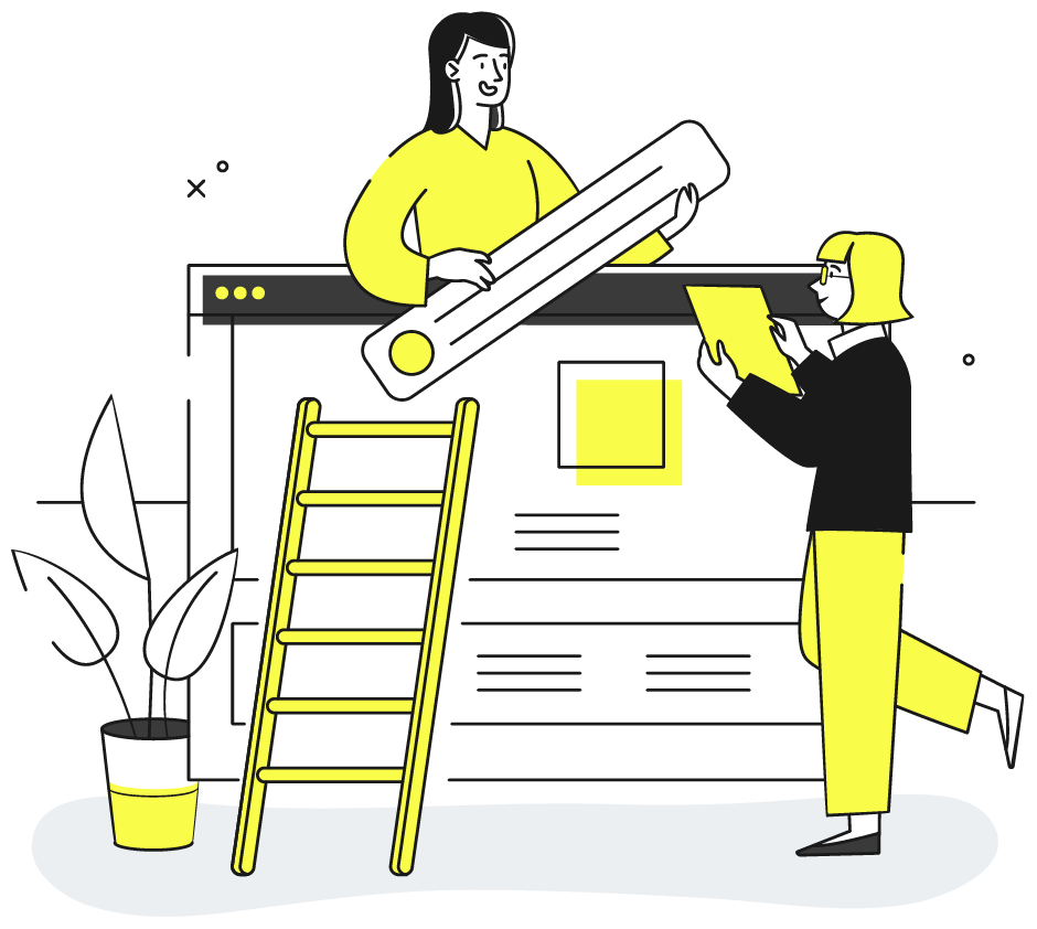 an illustration of 2 web designers